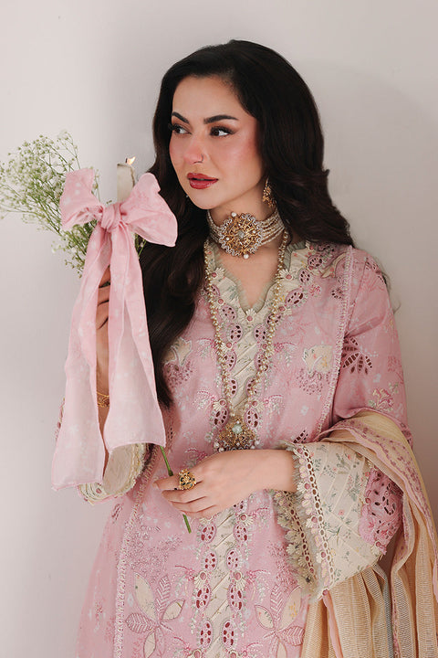 QALAMKAR - 3PC LAWN EMBROIDERED SHIRT WITH JACQUARD WEAVED EMBROIDERED DUPATTA AND COTTON TROUSER -SA-09 HANIYA