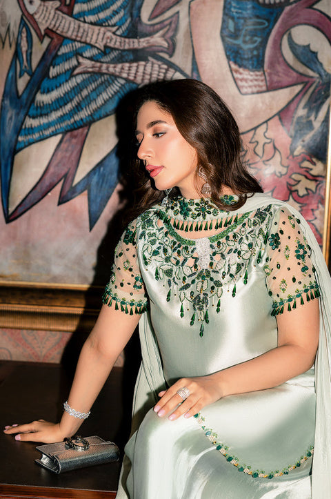 Murk - 3PC LUXURY SILK EMBROIDERED FRONT WITH EMBROIDERED DUPATTA AND TROUSER -Partia