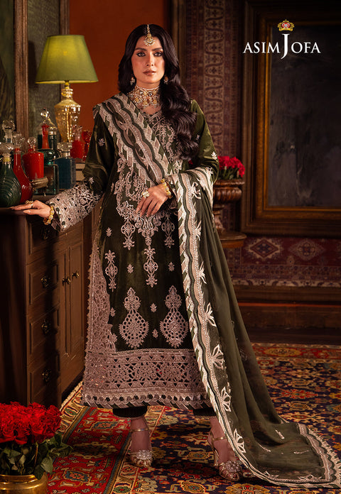 ASIM JOFA - 3 Piece Unstitched Embroidered Luxury Lawn Suit : AJMM-05