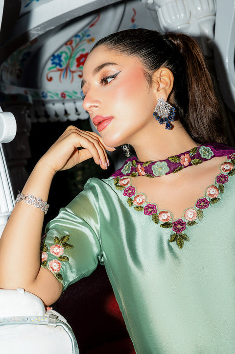 Murk - 3PC LUXURY SILK EMBROIDERED FRONT WITH EMBROIDERED DUPATTA AND TROUSER -Arabella