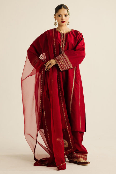 Zara Shahjahan Embroidered Luxury Lawn Unstitched 3Pc Wedding Formals | ZC-4001