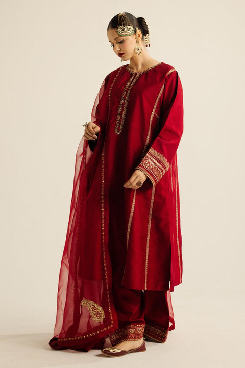 Zara Shahjahan Embroidered Luxury Lawn Unstitched 3Pc Wedding Formals | ZC-4001