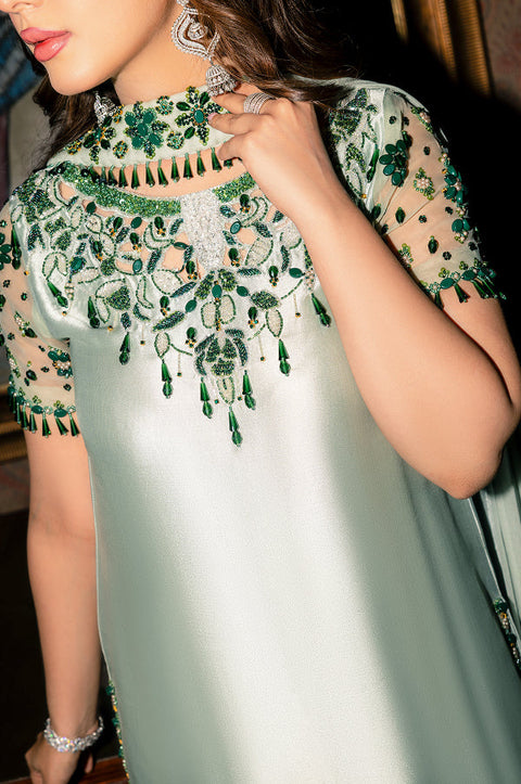 Murk - 3PC LUXURY SILK EMBROIDERED FRONT WITH EMBROIDERED DUPATTA AND TROUSER -Partia