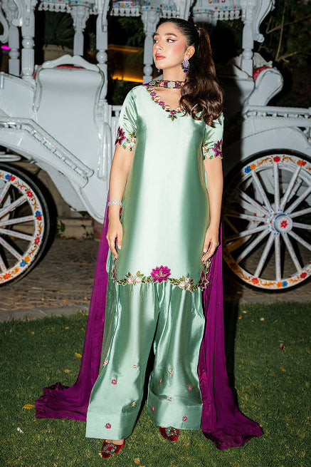 Murk - 3PC LUXURY SILK EMBROIDERED FRONT WITH EMBROIDERED DUPATTA AND TROUSER -Arabella