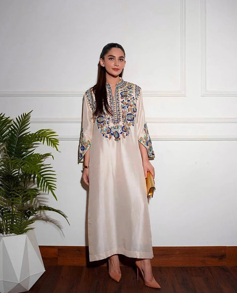 Alizay Saad - 3-piece luxury unstiched embroidered dress- Raw silk  (J0079)