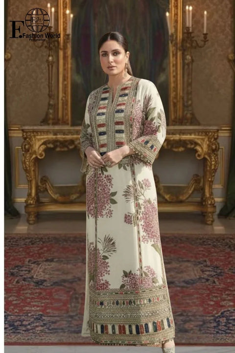 Sabyasachi - Luxury Lawn Embroidered 3 Piece Unstitched - WHITE