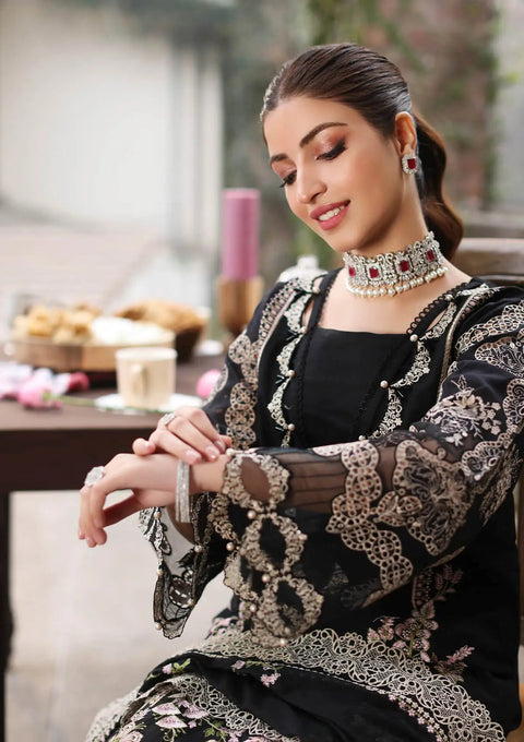 KAHF - 3PC LAWN EMBROIDERED SHIRT WITH COTTON NET EMBROIDERED DUPATTA AND TROUSER - KFL-06 NOOR