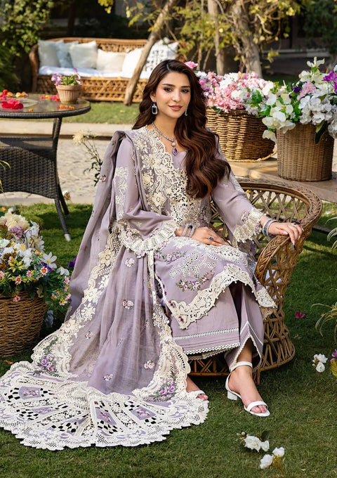 Elaf Luxury Lawn Unstitched Embroidered Collection with Cottom net Dupatta - ELM-1A RAHA