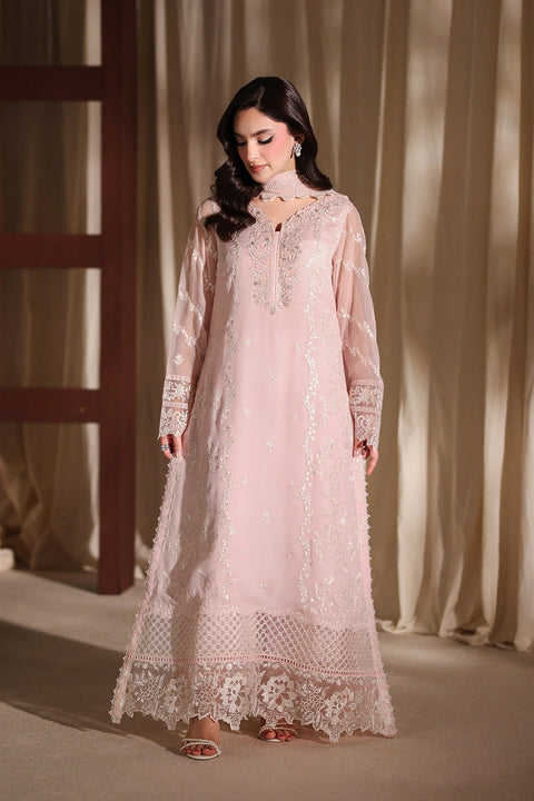 Azure - 3-piece embroidered Chiffon suit - (Twirling Tulip)