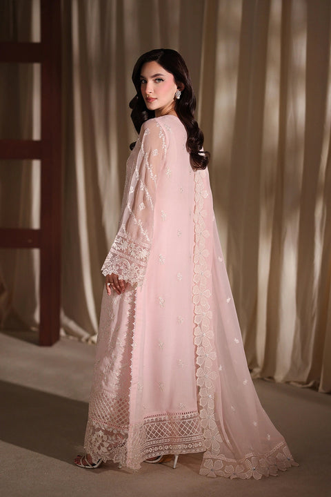 Azure - 3-piece embroidered Chiffon suit - (Twirling Tulip)