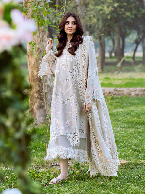 BIN ILYAS LUXURY LAWN- 3PCS Embroidered Lawn Suits Unstitched -104 - B