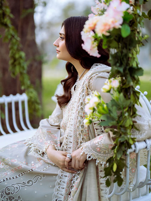 BIN ILYAS LUXURY LAWN- 3PCS Embroidered Lawn Suits Unstitched -104 - B