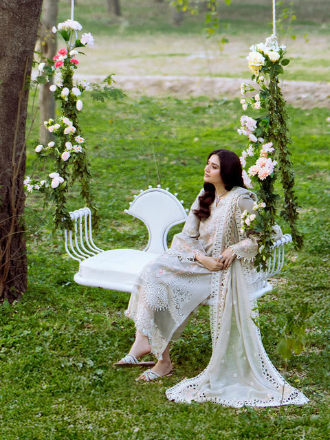 BIN ILYAS LUXURY LAWN- 3PCS Embroidered Lawn Suits Unstitched -104 - B