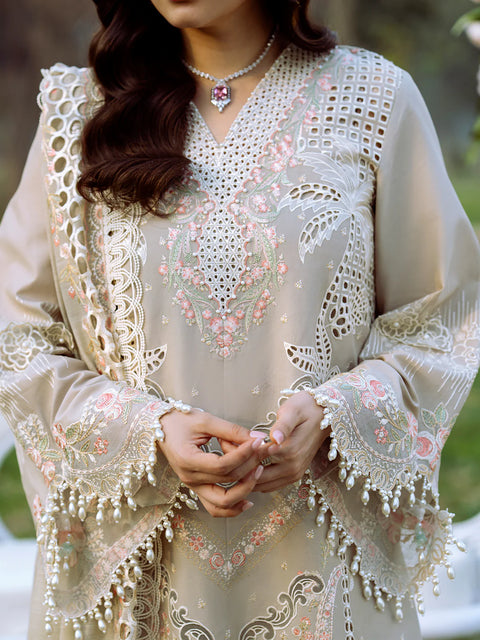 BIN ILYAS LUXURY LAWN- 3PCS Embroidered Lawn Suits Unstitched -104 - B