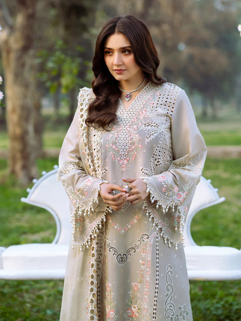 BIN ILYAS LUXURY LAWN- 3PCS Embroidered Lawn Suits Unstitched -104 - B