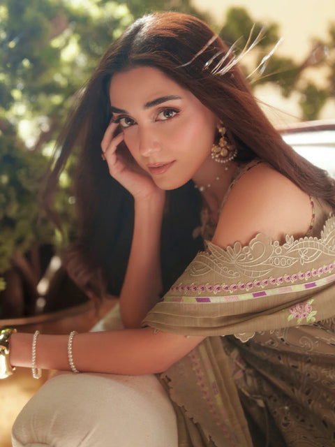 Bin Ilyas- Luxury Lawn Embroidered 3 Piece Unstitched - D-113-A