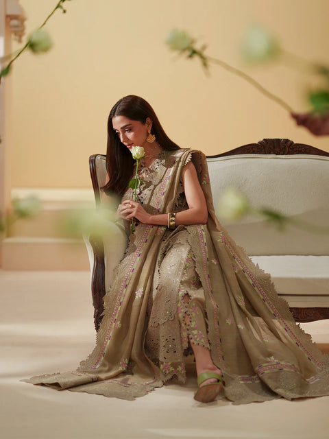 Bin Ilyas- Luxury Lawn Embroidered 3 Piece Unstitched - D-113-A