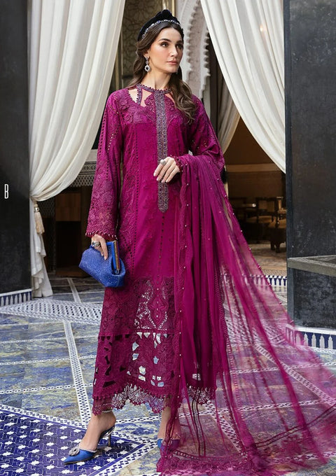 Maria b - 3 Piece Unstitched Embroidered Lawn Suit -Voyage à Luxe - MBV25#2B