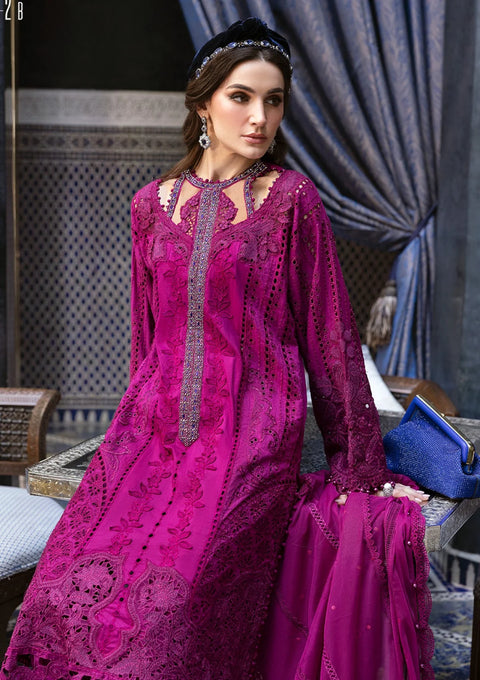 Maria b - 3 Piece Unstitched Embroidered Lawn Suit -Voyage à Luxe - MBV25#2B