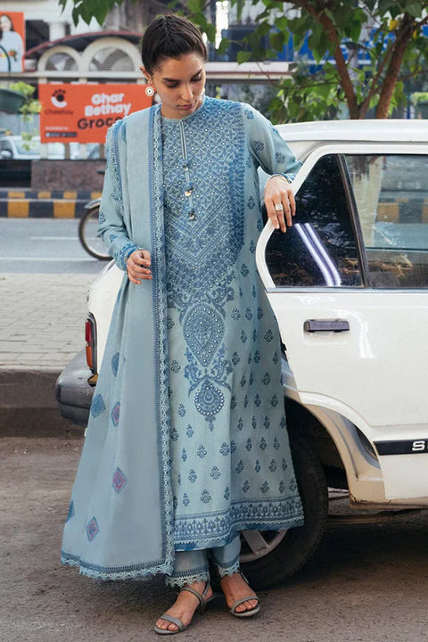 ZAHA - 3PC LAWN EMBROIDERED SHIRT WITH CHIFFON EMBROIDERED DUPATTA AND TROUSER - KP 1709