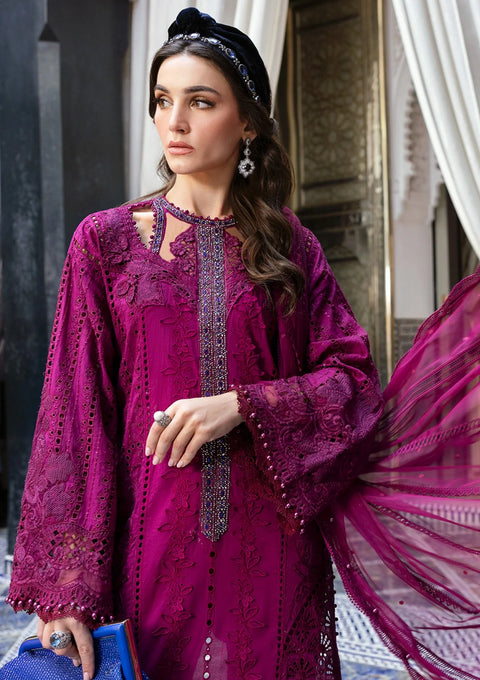 Maria b - 3 Piece Unstitched Embroidered Lawn Suit -Voyage à Luxe - MBV25#2B