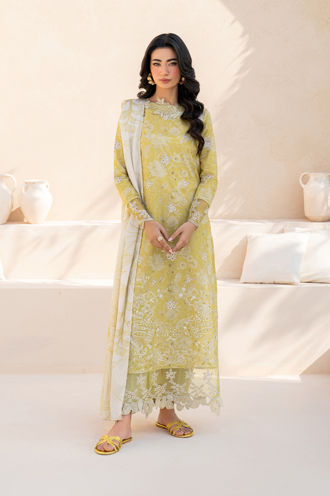IZNIK - 3 Piece Unstitched Chickenkari Embroidered Printed Lawn Suit | EFL-08
