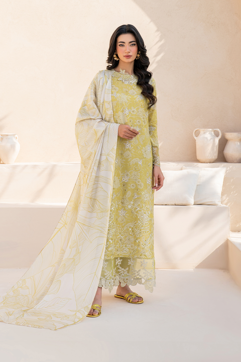 IZNIK - 3 Piece Unstitched Chickenkari Embroidered Printed Lawn Suit | EFL-08