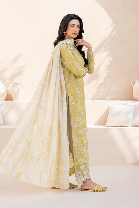 IZNIK - 3 Piece Unstitched Chickenkari Embroidered Printed Lawn Suit | EFL-08