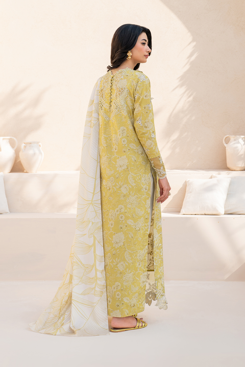 IZNIK - 3 Piece Unstitched Chickenkari Embroidered Printed Lawn Suit | EFL-08