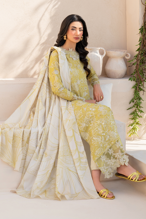 IZNIK - 3 Piece Unstitched Chickenkari Embroidered Printed Lawn Suit | EFL-08