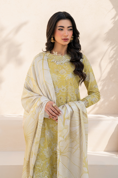 IZNIK - 3 Piece Unstitched Chickenkari Embroidered Printed Lawn Suit | EFL-08