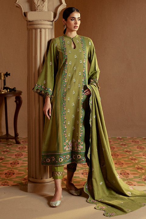 CROSS STITCH -  3PC Lawn Embroidered SHIRT WITH Embroidered DUPATTA AND TROUSER -GREEN OASIS