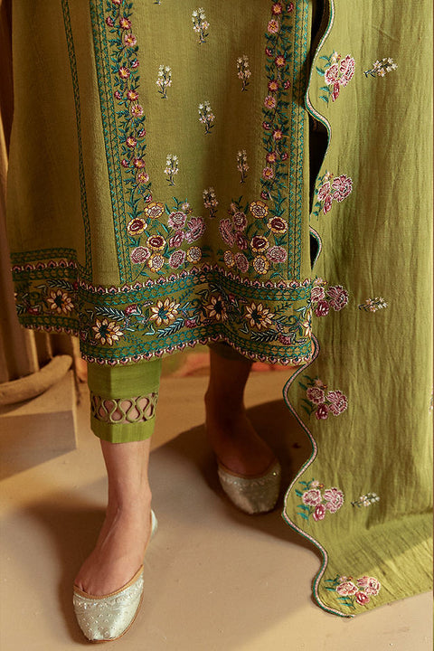 CROSS STITCH -  3PC Lawn Embroidered SHIRT WITH Embroidered DUPATTA AND TROUSER -GREEN OASIS