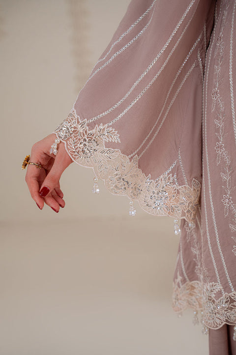 Cross Stitch - Luxury Chiffon Embroidered 3 Piece BURNT SAND