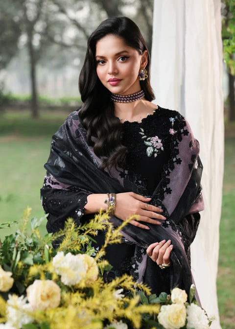 Sardinia - Luxury Lawn Embroidered 3 Piece Unstitched - MIDNIGHT BLOOM