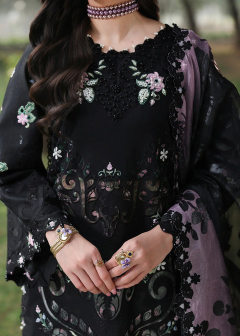 Sardinia - Luxury Lawn Embroidered 3 Piece Unstitched - MIDNIGHT BLOOM