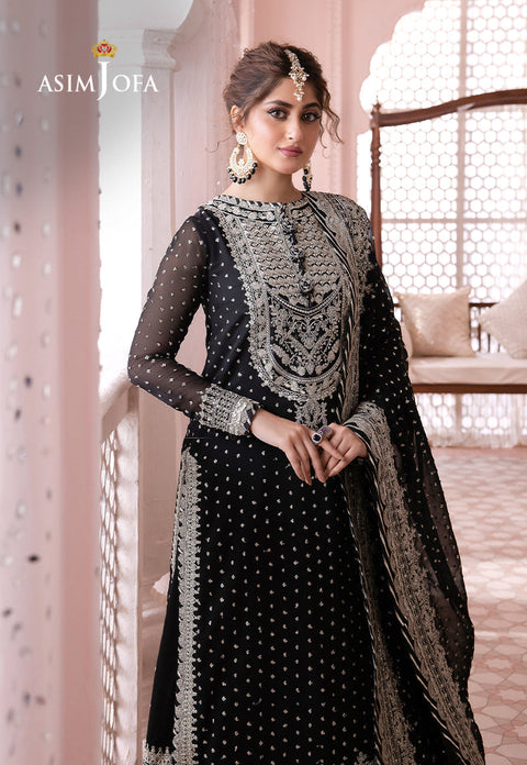 Asim jofa - 3PC UNSTITCHED CHIFFON EMBROIDERED WITH EMBROIDERED DUPATTA AND LEHNGA - CHANDANI - 21