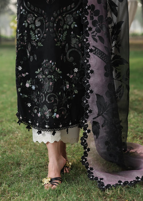 Sardinia - Luxury Lawn Embroidered 3 Piece Unstitched - MIDNIGHT BLOOM
