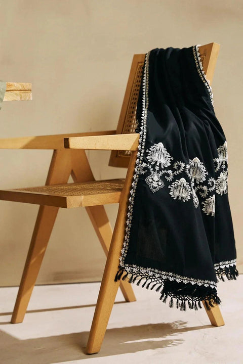 ZARA SHAHJAHAN - 3PC DHANAK EMBROIDERED SHIRT WITH DHANAK EMBROIDERED SHAWL AND TROUSER - KPR 0382
