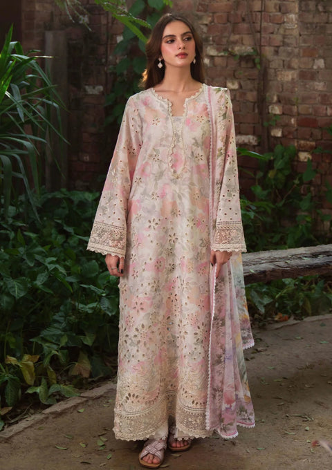 Maria b - 3 Piece Unstitched Embroidered Lawn Suit : Printkari