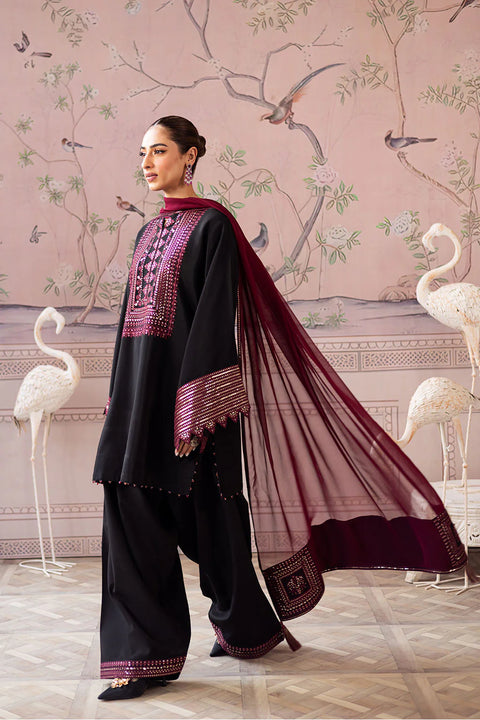 VANYA - 3PC DHANAK EMBROIDERED SHIRT WITH DHANAK SHAWL AND TROUSER - SN-04