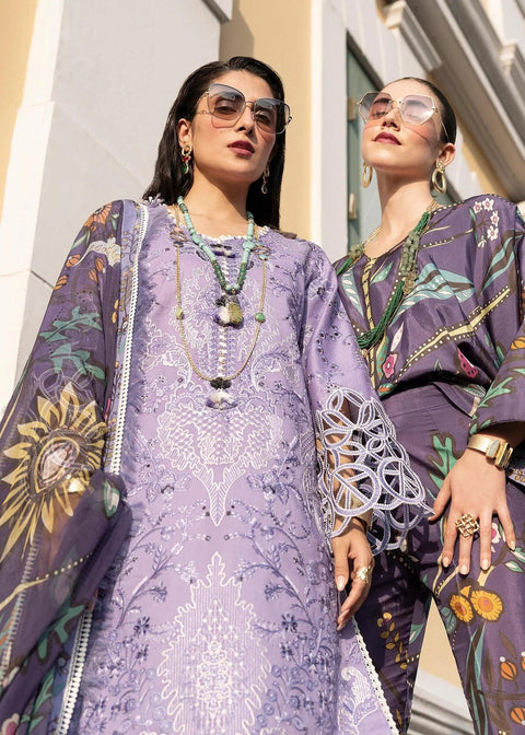 MUSHQ - 3PC DHANAK EMBROIDERED SHIRT WITH TWILL PRINTED SHAWL AND TROUSER - KPR123