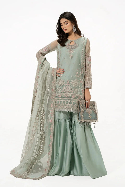 MARIA B - 3PC LAWN CUTWORK EMBROIDERED SHIRT WITH EMBROIDERED DUPATTA AND TROUSER - 10001