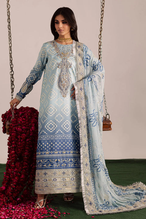 NUREH - 3PC LAWN EMBROIDERED SHIRT WITH MANAAR PRINTED DUPATTA AND TROUSER - NP-698