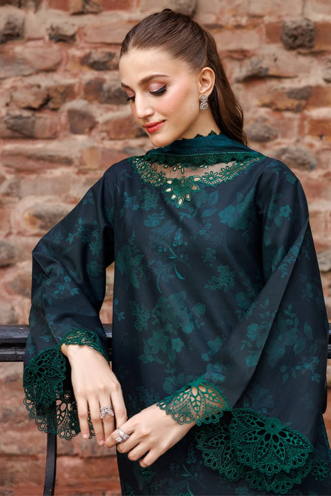 FARASHA - 3PC LAWN EMBROIDERED SHIRT WITH MANAAR PRINTED DUPATTA AND TROUSER - Periveil