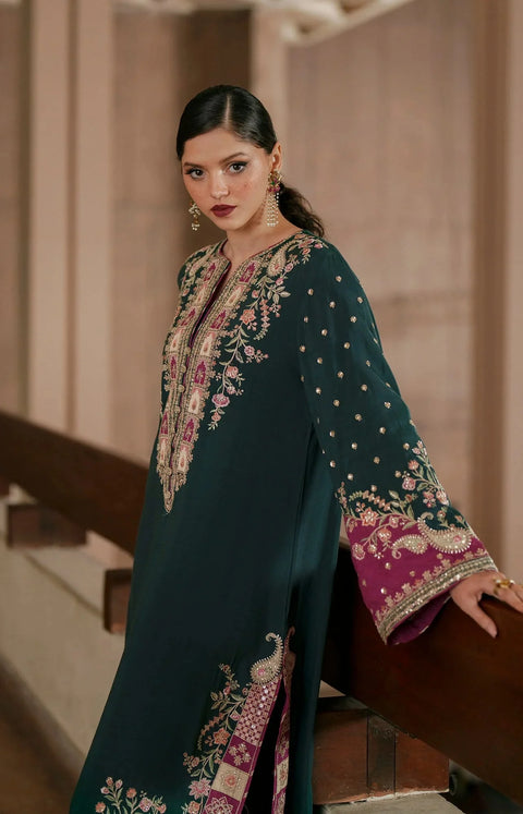 ETHNIC Luxury Silk Embroidered 3Pc Unstitched Suit PA 0076