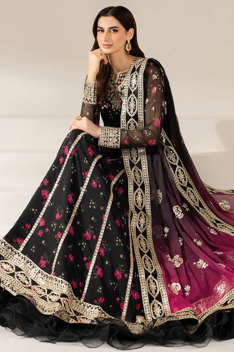 Farasha - Luxury Lawn Embroidered 3 Piece Unstitched - Fuchsia Night