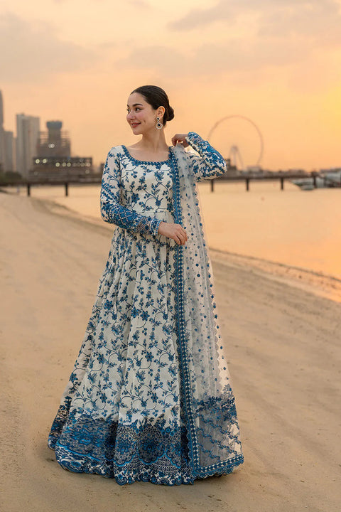 FAIZA SAQLAIN - 3PC LAWN EMBROIDERED SHIRT WITH EMBROIDERED NET DUPATTA AND TROUSER | Jehona