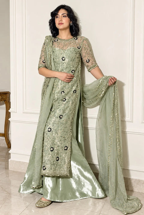 Haris shakeel Luxury Sheesha Silk Embroidered 3Pc Unstitched Suit PA-165