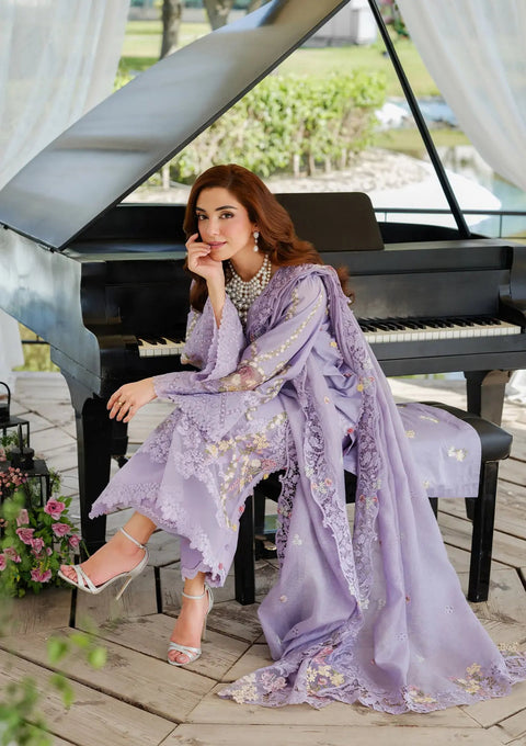 Elaf Luxury Lawn Unstitched Embroidered Collection with Cottom net Dupatta - PARIS HUES